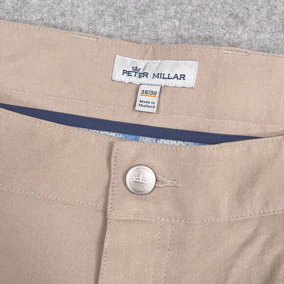 Peter Millar EB66 Pants Mens 38 x 30 Beige Performance Five Pocket Chino Golf - Picture 7 of 14